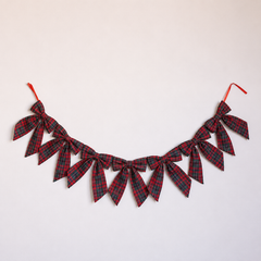 Holiday Red Plaid Fabric Bow Garland