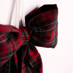 Holiday Plaid Red Fabric Bow: Small
