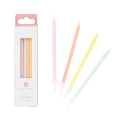 Tall Pastel Birthday Candles 16pk.