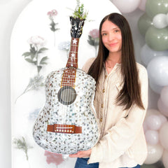 Silver Guitar Foil Balloon 35"