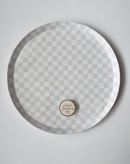Josi James - Checkered Light Gray Plate, XL (Set of 8) - Pretty Day