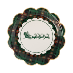 Santa's Sleigh Doily Plaid Plate 8pk.