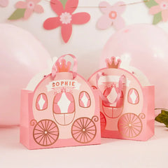 Princess Carriage Party Bags With Personalized Sticker Sheets 4pk. - Pretty Day
