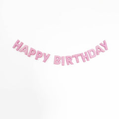 Pink Happy Birthday Felt Banner - Pretty Day