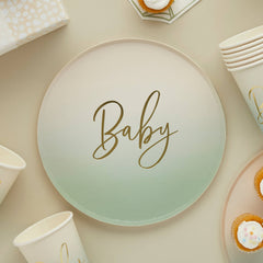 Hootyballoo by Club Green - Sage 'Baby' Paper Plates 8 Pack - Pretty Day