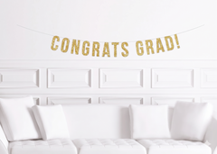 Congrats Grad  Gold Glitter Banner Banner