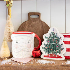 Christmas Baubles Santa Face Mug Shaped Paper Plate-8pk. - Pretty Day