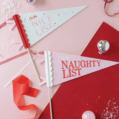 Christmas Naughty Nice Felt Pennant Banners - Pretty Day