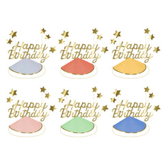 Happy Birthday & Stars Party Hats (Foil) - Pretty Day