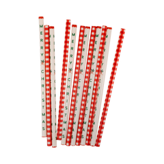 Gingham Merry Christmas Straws 12pk.