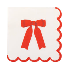 Red Bow Scallop Cocktail Napkin 24pk. - Pretty Day