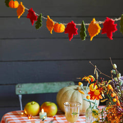 Fall Felt Leaf and Pumpkin Garland  2m