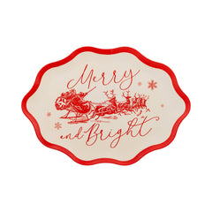 Red Vintage Merry Christmas Bamboo Tray - Pretty Day