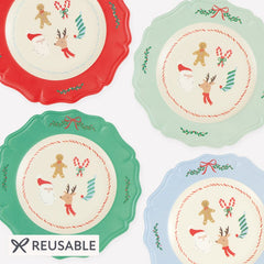 Jolly Christmas Reusable Large Plates 4pk.