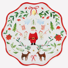 Santa Claus Patterned Large Paper Plates 8pk.