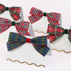 Plaid Bow Holiday Place Cards 6pk.