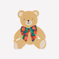 Plaid Teddy Holiday Paper Napkins 16pk.