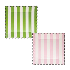 Green Stripe Pink Stripe 11" Plate Set - Pretty Day