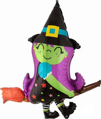 Cute Witch on Broom Jumbo Balloon JL23 S3064 - Pretty Day