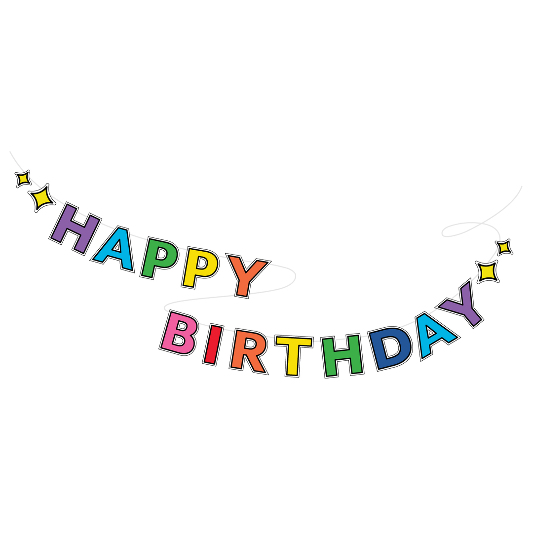 Striscione Compleanno Happy Birthday HogY - Tessuto Resistente E Riutilizzabile - Decorazione Feste, 184,9 X 89,9 Cm