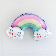 Pastel Rainbow Smiley Cloud Balloon