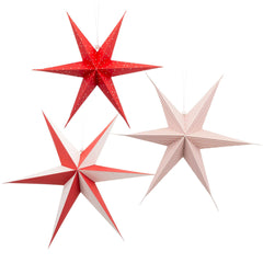 Holiday Red Cream 3D Hanging Stars