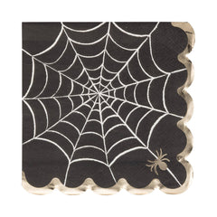 Foil Black Spider Web Cocktail Napkin 18pk.