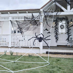 Giant Halloween Spider Web Decoration with Large Spider - Pretty Day