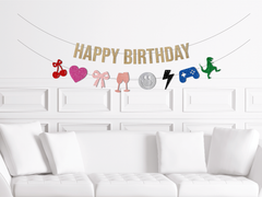 Happy Birthday Icon Glitter Banner - Pretty Day
