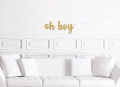 Oh Boy Cursive Banner / Gold Glitter Script Party Sign / Baby Boy Shower Banner / Baby Shower Decorations / Decoration / Decor/ Oh Buoy - Pretty Day