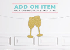 Banner Add On- Gold Glitter Champagne Flutes - Pretty Day