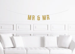 Mr & Mr  Banner / Gold Glitter Mister and Mister Wedding Sign / Engagement Party Decor / Wedding Shower Decorations / Gay Decorations - Pretty Day