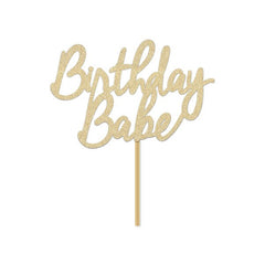 Birthday Babe Cake Topper / Women&#39;s Party Sign / Wife&#39;s Girlfriend&#39;s Sister&#39;s / Decor Decorations / Gold Glitter Script Hand Writing / Fun - Pretty Day
