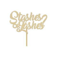 Stashes or Lashes? Cake Topper Gold | Cute Gender Reveal Party Decorations
