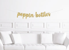 Poppin Bottles | Trendy New Year&#39;s Eve Party Banner Gold Glitter Popping 2021 - Pretty Day