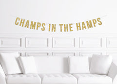 Champs in the Hamps Gold Glitter Banner Bridal Shower | Hamptons Bachelorette Party Decorations - Pretty Day