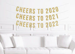 Cheers to 2021! New Years Eve Party Banner Gold Glitter
