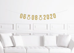 Custom Wedding Date Banner / Bridal Shower Gold Glitter Sign / # Bachelorette Decor / Decorations / Gold Glitter Party Banner / Numbers - Pretty Day