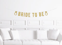 Bride to Be Banner With Diamond Rings / Gold Miss to Mrs / Bridal Shower Banner/ Bachelorette Party Banner /  Glitter Bridal Decorations - Pretty Day