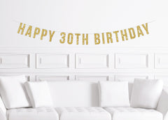 Custom Age Happy Birthday Gold Glitter Banner/ Custom Set 20, 30,40, 50 / Reusable Kit Paper Decor for