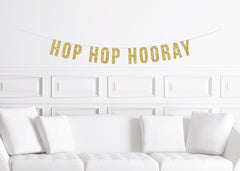 Easter 1st Birthday Banner Hop Hop Hooray  Decoration for a Spring Party Girl's Boy's - Pretty Day