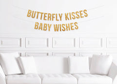 Butterfly Kisses Baby Wishes Banner, Butterfly Baby Shower Decorations, Butterfly Themed Baby Shower Decor