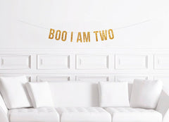 Boo I am Two Banner, Halloween 2nd Birthday Decorations, October Second Birthday Decor - Pretty Day