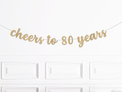 Cheers to 80 Years Banner, 80th Birthday Decorations, Eightieth Birthday Sign, Decor for a 80 year Olds Birthday Man Woman Party Supplies