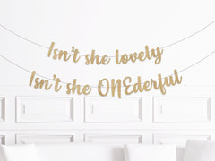 Isn&#39;t She Lovely, Isn&#39;t She Onederful Script Banner, Girl&#39;s 1st Birthday Cursive Party Decorations, First Birthday Decor - Pretty Day