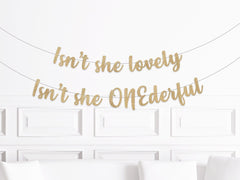 Isn't She Lovely, Isn't She Onederful Script Banner, Girl's 1st Birthday Cursive Party Decorations, First Birthday Decor - Pretty Day