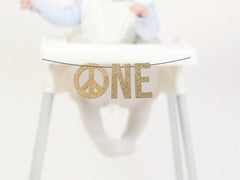 One High Chair Banner, Groove 1st Birthday Cake Smash Banner, First Birthday Decorations Peace Sign, Festival, Hippie - Pretty Day