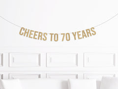 Cheers to 70 Years Banner, 70th Birthday Decorations, Seventieth Birthday Sign, Decor for a 70 year Olds Birthday Man Woman Party Supplies - Pretty Day