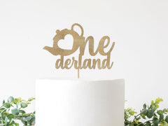 Alice in Onederland Party Decorations, Cake Smash Onederland Cake Topper, Alice in Wonderland Decor, 1st Birthday Onederland Sign - Pretty Day