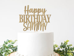 Custom Happy Birthday Cake Topper, Personalized Birthday Cake Decoration Sign, Customized Happy Birthday Name Pick, Birthday Decor Adult - Pretty Day